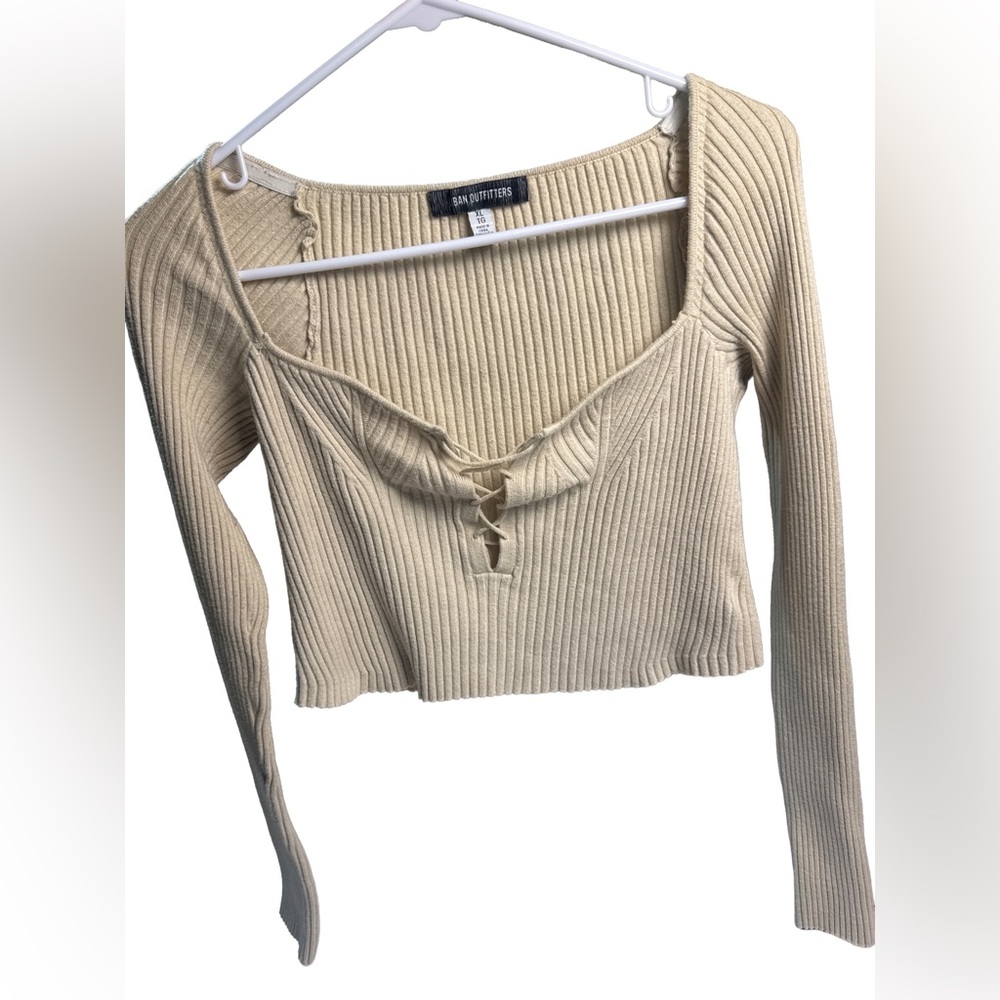 Urban Outfitters Ribbed Lace-Up Crop Top Size XL - Picture 2 of 7
